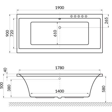 Ванна гидромассажная Excellent Pryzmat SMART WAEX.PRY19.SMART.GL 190x90 (белый глянцевый, золотой), каркас, слив-перелив