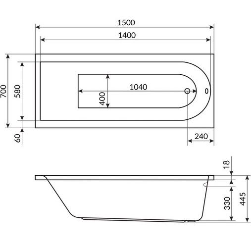 Ванна гидромассажная встраиваемая Excellent Aurum Slim LUX WAEX.AUR15S.LUX.CR 150x70 (белый глянцевый, хром), каркас, слив-перелив