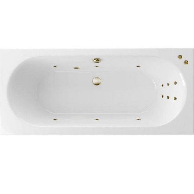 Ванна гидромассажная встраиваемая Excellent Oceana Slim LINE WAEX.OCE18S.LINE.BR 180x80 (белая глянцевая, бронза), каркас, слив-перелив