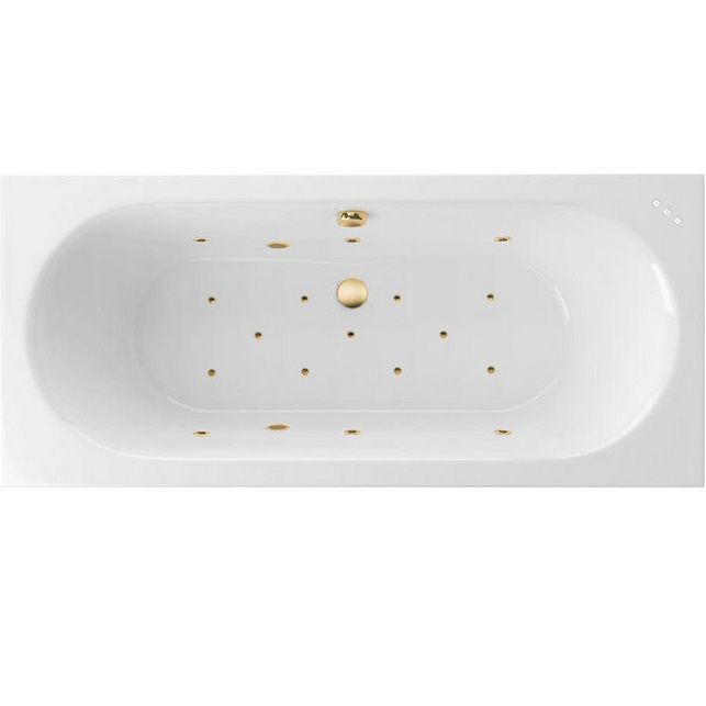Ванна гидромассажная встраиваемая Excellent Oceana Slim RELAX WAEX.OCE18S.RELAX.GL 180x80 (белая глянцевая, золотой), каркас, слив-перелив