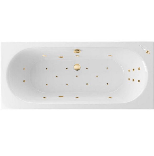 Ванна гидромассажная встраиваемая Excellent Oceana Slim ULTRA WAEX.OCE18S.ULTRA.GL 180x80 (белая глянцевая, золотой), каркас, слив-перелив