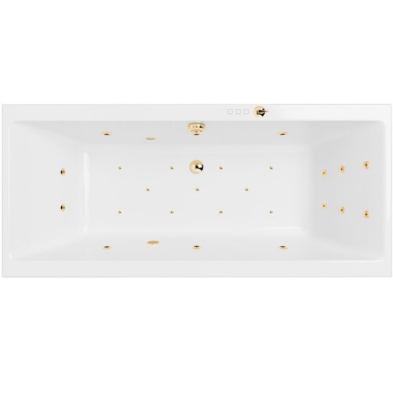 Ванна гидромассажная встраиваемая Excellent Pryzmat Slim ULTRA WAEX.PRY18S.ULTRA.GL 180x80 (белый глянцевый, золотой), каркас, слив-перелив