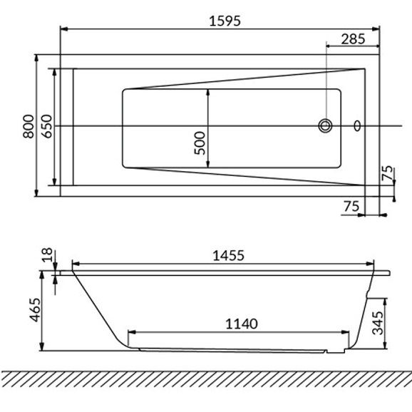 Ванна гидромассажная встраиваемая Whitecross Wave Slim NANO 0111.160080.100.NANO.GL 160x80 (золотой, белый), каркас, слив-перелив