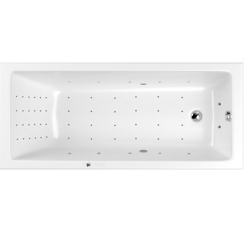 Ванна гидромассажная встраиваемая Whitecross Wave Slim NANO 0111.180080.100.NANO.CR 180x80 (хром, белый), каркас, слив-перелив