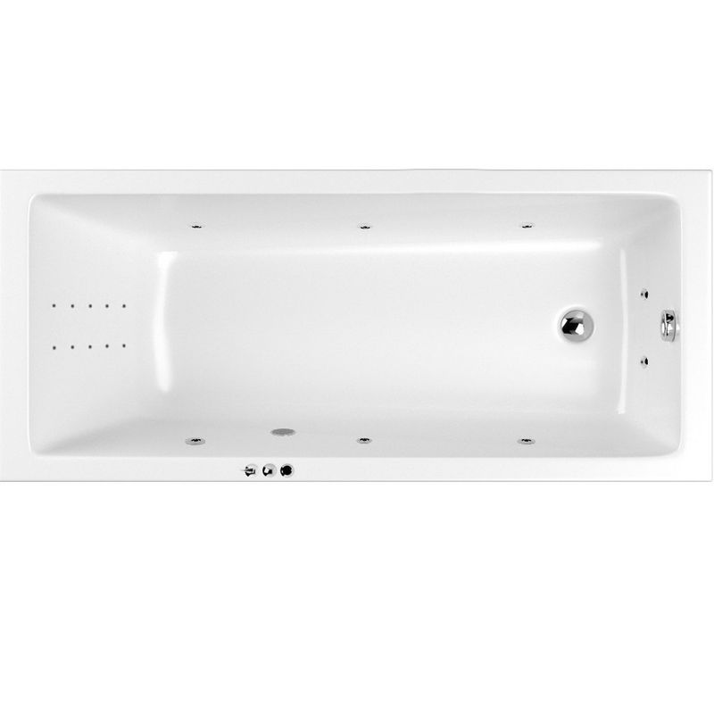 Ванна гидромассажная встраиваемая Whitecross Wave Slim SMART NANO 0111.180080.100.SMARTNANO.CR 180x80 (хром, белый), каркас, слив-перелив
