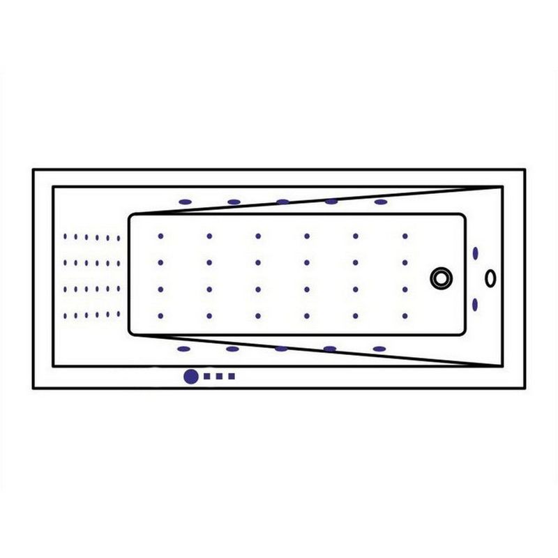 Ванна гидромассажная встраиваемая Whitecross Wave Slim NANO 0111.180080.100.NANO.GL 180x80 (золотой, белый), каркас, слив-перелив