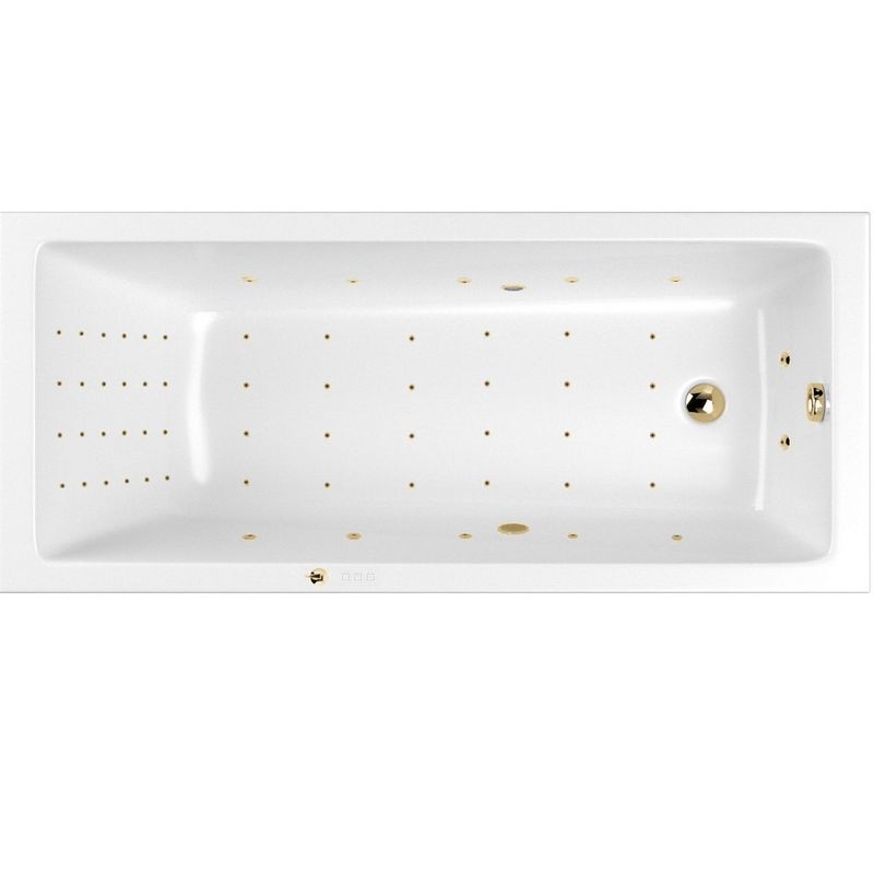 Ванна гидромассажная встраиваемая Whitecross Wave Slim NANO 0111.180080.100.NANO.GL 180x80 (золотой, белый), каркас, слив-перелив
