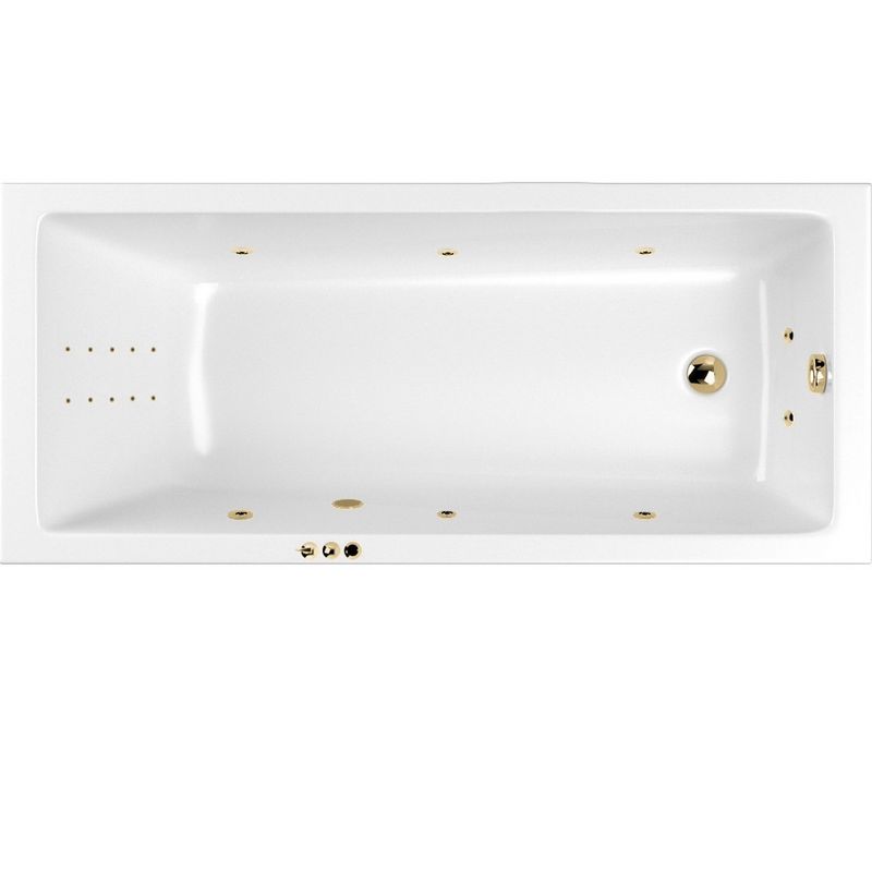 Ванна гидромассажная встраиваемая Whitecross Wave Slim SMART NANO 0111.180080.100.SMARTNANO.GL 180x80 (золотой, белый), каркас, слив-перелив