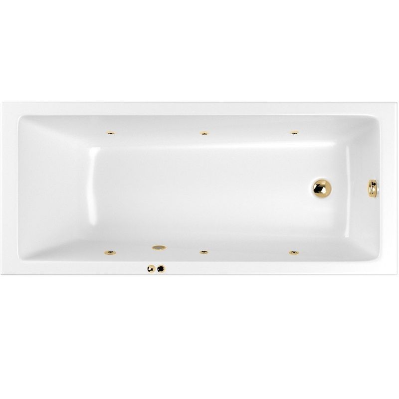 Ванна гидромассажная встраиваемая Whitecross Wave Slim SOFT 0111.150070.100.SOFT.GL 150x70 (белый глянцевый, золотой), каркас, слив-перелив