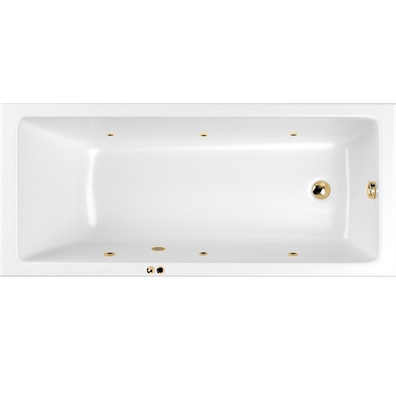 Ванна гидромассажная встраиваемая Whitecross Wave Slim SOFT 0111.160080.100.SOFT.GL 160x80 (белый глянцевый, золотой), каркас, слив-перелив