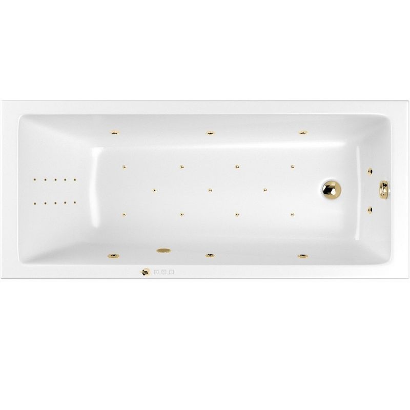 Ванна гидромассажная встраиваемая Whitecross Wave Slim ULTRA NANO 0111.160080.100.ULTRANANO.GL 160x80 (золотой, белый), каркас, слив-перелив