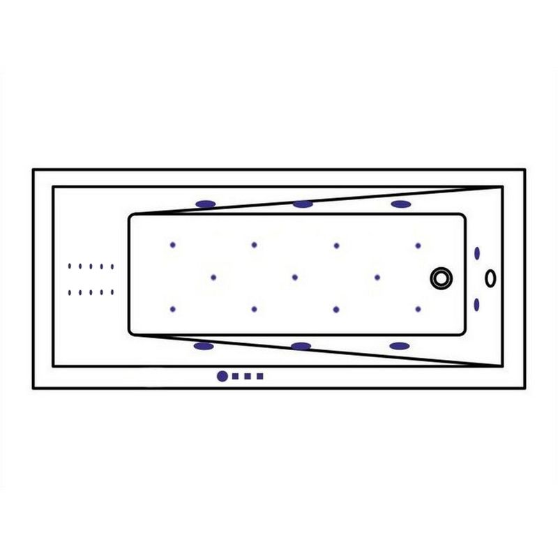 Ванна гидромассажная встраиваемая Whitecross Wave Slim ULTRA NANO 0111.150070.100.ULTRANANO.CR 150x70 (хром, белый), каркас, слив-перелив