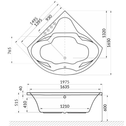 Ванна гидромассажная Whitecross Konsul SMART 0110.150150.100.SMART.BR 150x150 (белый глянцевый, бронза), каркас, слив-перелив