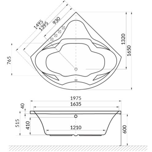Ванна гидромассажная Whitecross Konsul ULTRA 0110.150150.100.ULTRA.GL 150x150 (белый глянцевый, золотой), каркас, слив-перелив