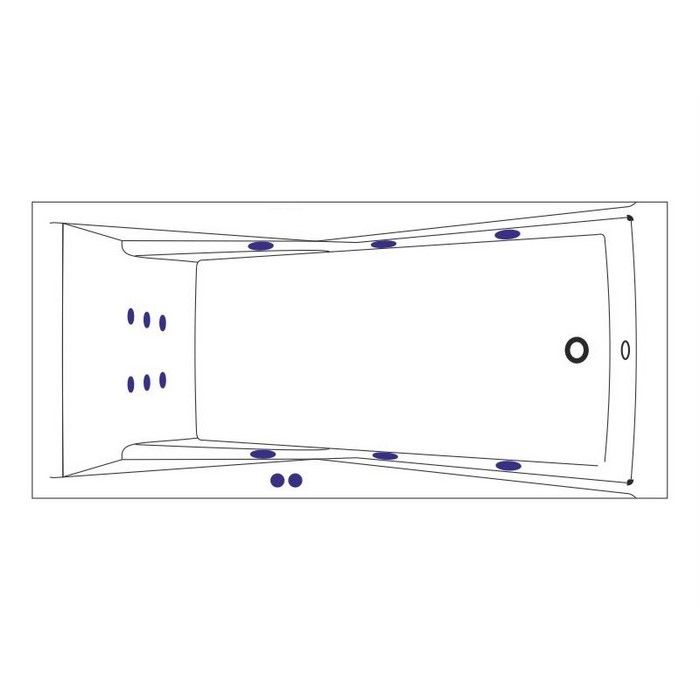 Ванна гидромассажная Whitecross Palace LINE 0104.180080.100.LINE.BR 180x80 (белый глянцевый, бронза), каркас, слив-перелив