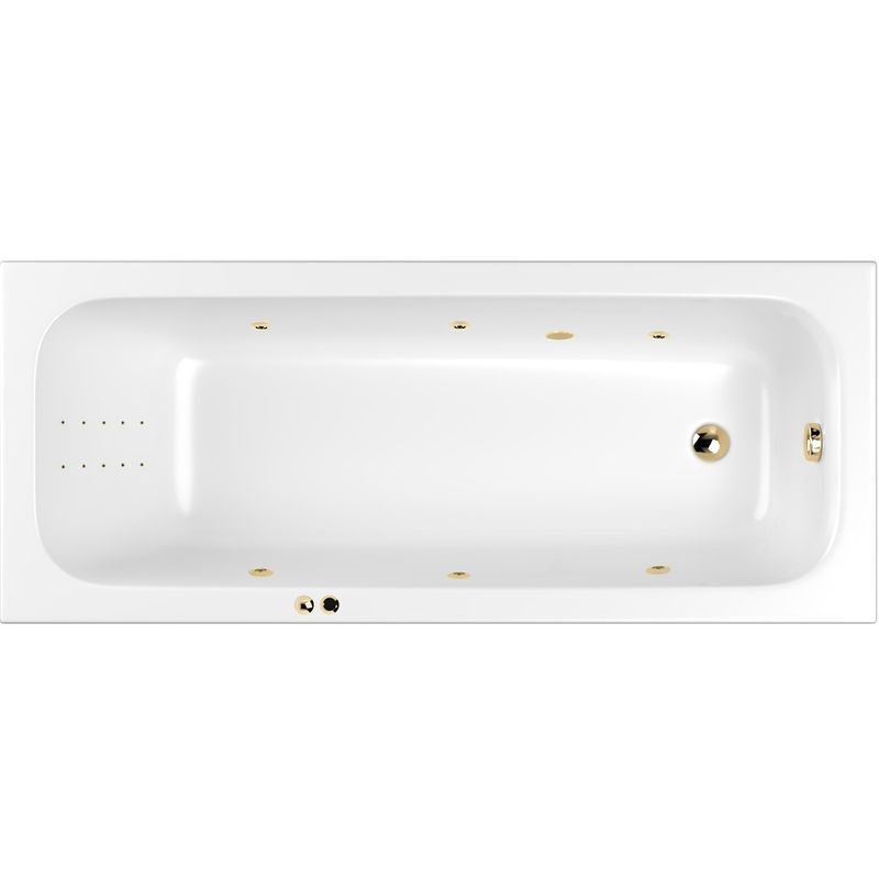 Ванна гидромассажная Whitecross Vibe LINE NANO 0105.170070.100.LINENANO.GL 170x70 (белый глянцевый, золотой), каркас, слив-перелив