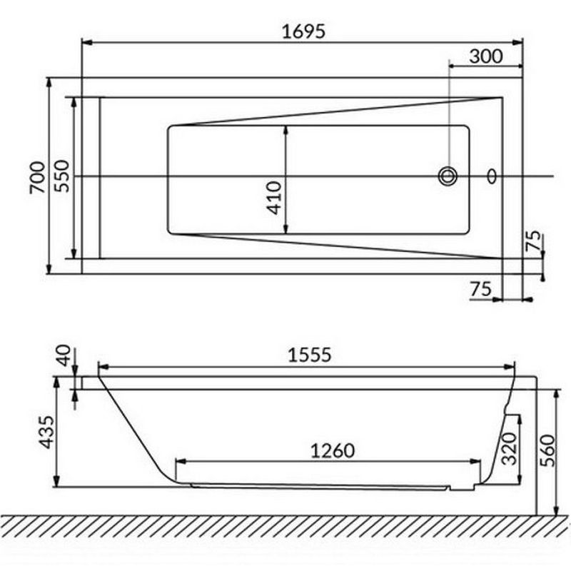 Ванна гидромассажная Whitecross Wave LINE NANO 0101.170070.100.LINENANO.CR 170x70 (хром, белый), каркас, слив-перелив