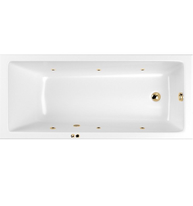 Ванна гидромассажная Whitecross Wave SOFT 0101.160080.100.SOFT.GL 160x80 (белый глянцевый, золотой), каркас, слив-перелив