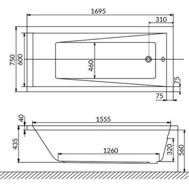 Ванна гидромассажная Whitecross Wave SOFT 0101.170075.100.SOFT.BR 170x75 (белый глянцевый, бронза), каркас, слив-перелив