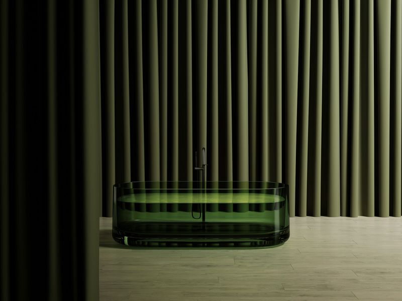 Ванна отдельностоящая Abber Kristall AT9708Emerald 170x75x55 (зеленый), донный клапан