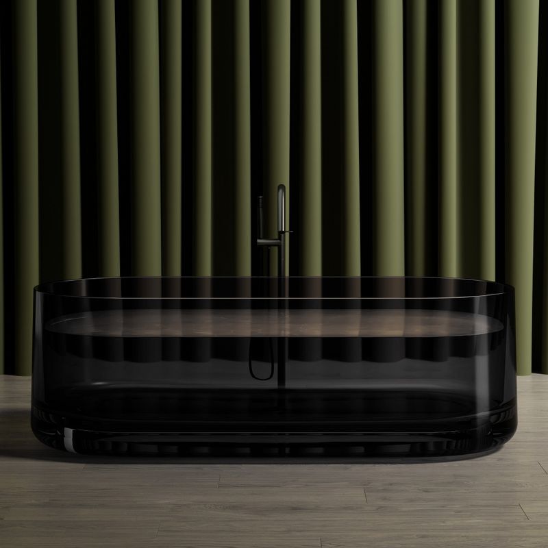 Ванна отдельностоящая Abber Kristall AT9708Onyx 170x75x55 (черный), донный клапан