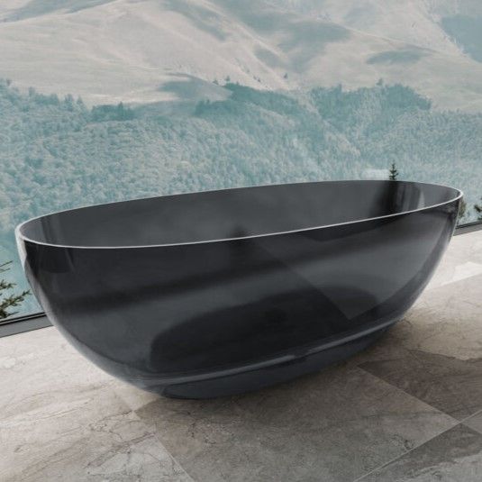 Ванна отдельностоящая прозрачная Vincea Solid Surface VBT-6T01B 170x75 (чёрный) , слив-перелив в комплекте