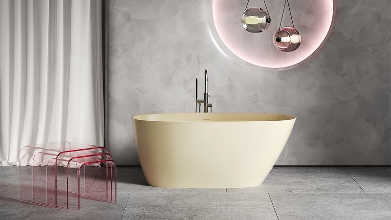 Ванна отдельностоящая Salini Sofia S-Stone 102528MF 150x75x60.5 (покраска RAL полностью, матовый), донный клапан, сифон, слив-перелив