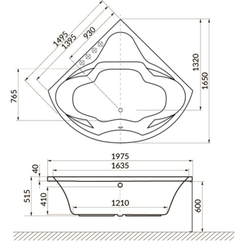 Ванна пристенная акриловая Excellent Konsul WAEX.KON15WH 150x150 (белый глянцевый), без слива-перелива 