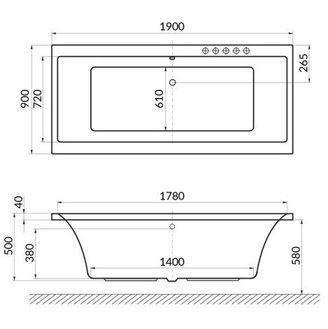 Ванна пристенная акриловая Excellent Pryzmat WAEX.PRY19WH 190x90 (белый глянец), без слива-перелива