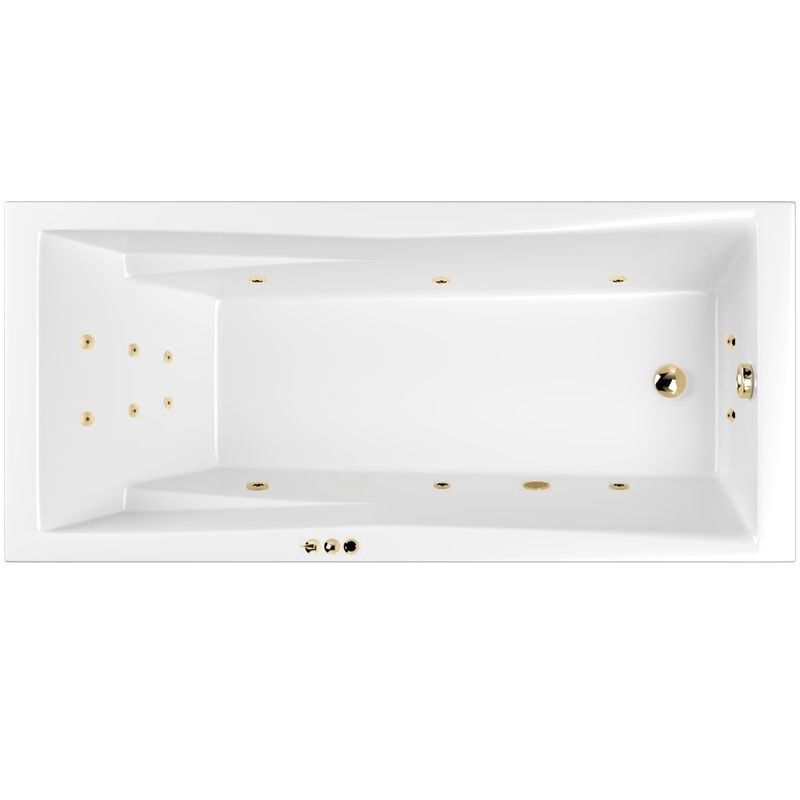 Ванна пристенная акриловая Whitecross Palace SMART 0104.170075.100.SMART.GL 170x75 (белый глянцевый, золотой), каркас, слив-перелив
