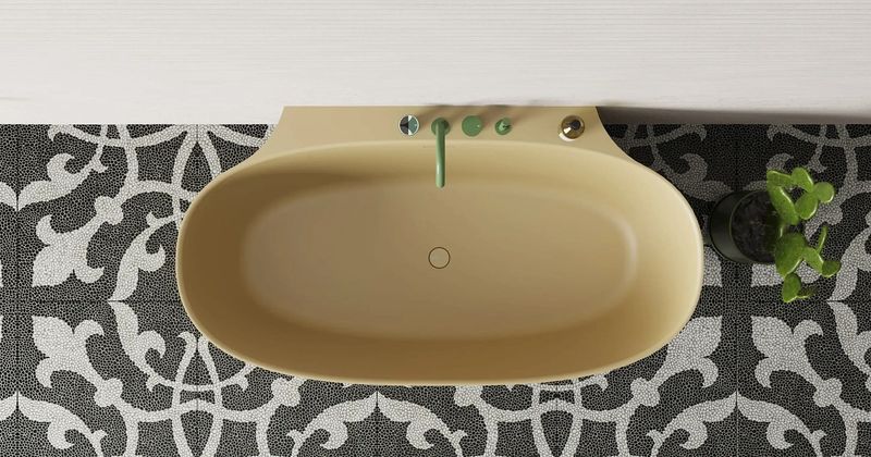 Ванна пристенная Salini S-Sense Alda Wall 101915GF 170.7x90.5x61 (покраска RAL полностью, глянцевый), донный клапан, сифон, слив-перелив