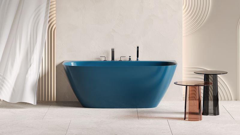 Ванна пристенная Salini S-Sense Sofia Wall 102517GF 160x80x59 (покраска RAL полностью, глянцевый), донный клапан, сифон, слив-перелив
