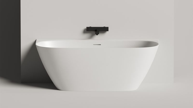 Ванна пристенная Salini S-Sense Sofia Wall 102517GF 160x80x59 (покраска RAL полностью, глянцевый), донный клапан, сифон, слив-перелив