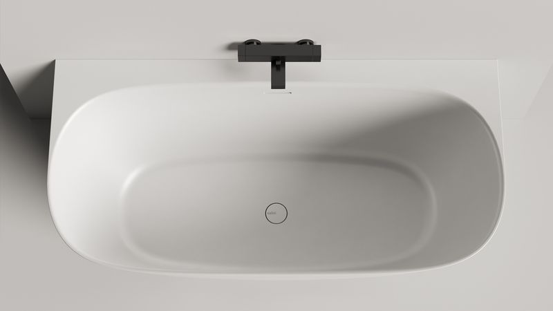 Ванна пристенная Salini S-Stone Sofia Wall 102527M 160x80x59 (белый матовый), донный клапан, сифон, слив-перелив