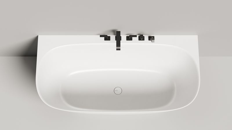 Ванна пристенная Salini S-Stone Sofia Wall 102527M 160x80x59 (белый матовый), донный клапан, сифон, слив-перелив