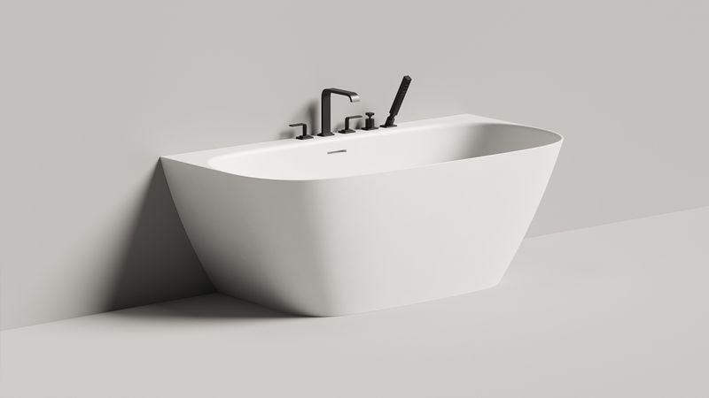 Ванна пристенная Salini S-Stone Sofia Wall 102527M 160x80x59 (белый матовый), донный клапан, сифон, слив-перелив
