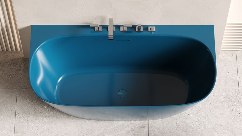 Ванна пристенная Salini S-Stone Sofia Wall 102527MF 160x80x59 (покраска RAL полностью, матовый), донный клапан, сифон, слив-перелив