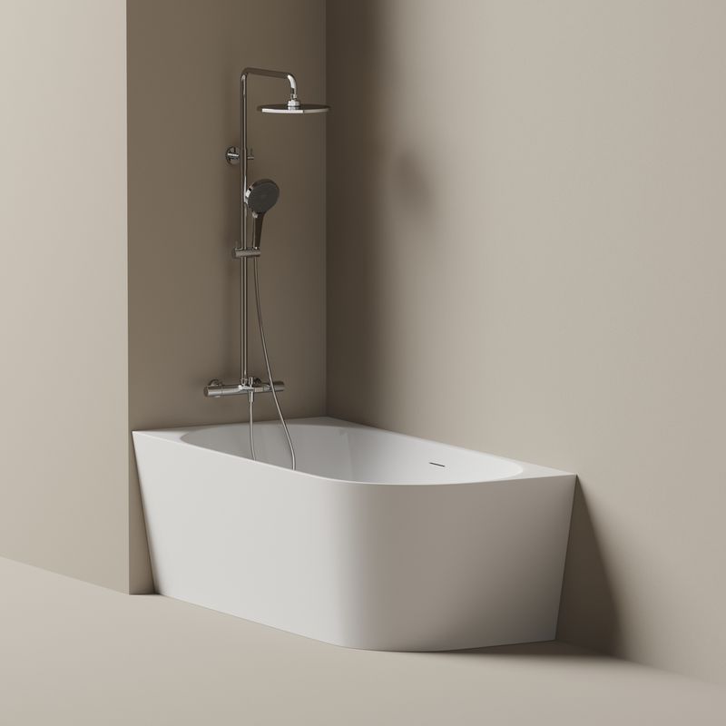Ванна пристенная Sancos Грань (Edge) FB23L 170x80x58 (белый глянцевый), со сливом-переливом, левая