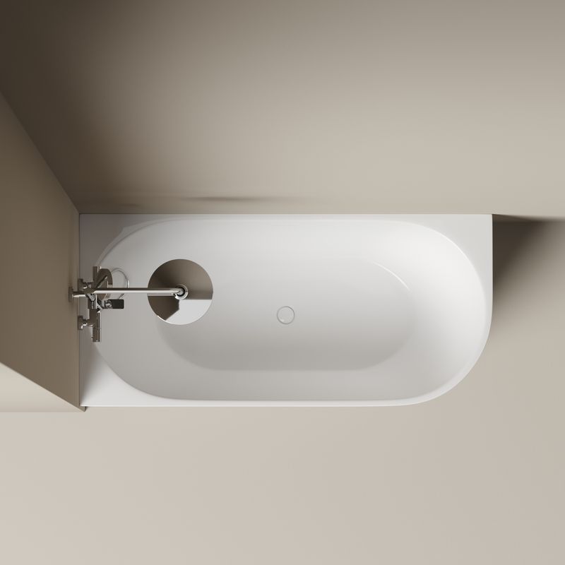 Ванна пристенная Sancos Грань (Edge) FB23L 170x80x58 (белый глянцевый), со сливом-переливом, левая
