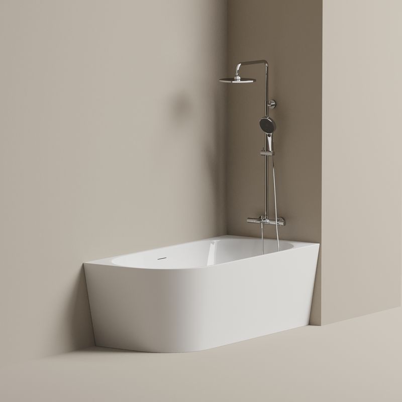 Ванна пристенная Sancos Грань (Edge) FB23R 170x80x58 (белый глянцевый), со сливом-переливом, правая