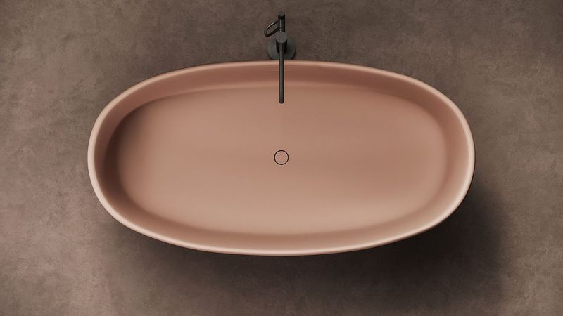 Ванна свободностоящая Salini S-Stone Luce 100121MF 169х87х58 (покраска полностью, цвет на выбор), донный клапан, сифон, слив-перелив