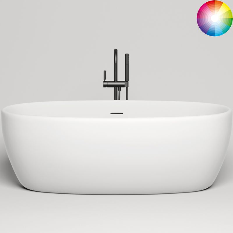 Ванна свободностоящая Salini S-Stone Luce 100121MRH 169х87х58 (белый матовый внутри, покраска снаружи), донный клапан, сифон, слив-перелив