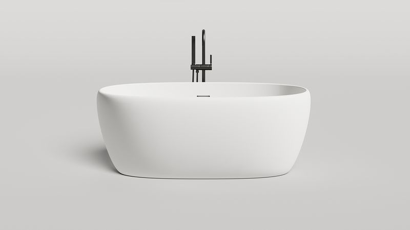 Ванна свободностоящая Salini S-Stone Luce 100122M 150x75x58 (белый матовый), донный клапан, сифон, слив-перелив 