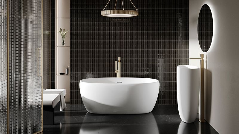 Ванна свободностоящая Salini S-Stone Luce 100122M 150x75x58 (белый матовый), донный клапан, сифон, слив-перелив 