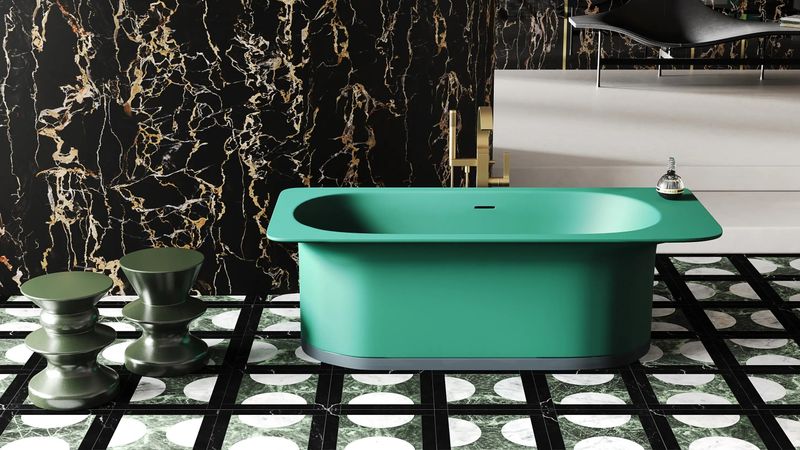 Ванна свободностоящая Salini S-Stone Ninfea 102721MF 180x82x57.5 (покраска RAL полностью), донный клапан, сифон, слив-перелив