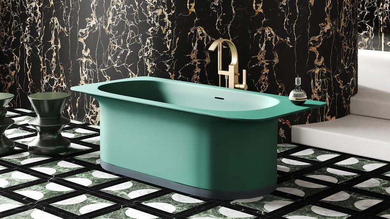 Ванна свободностоящая Salini S-Stone Ninfea 102721MF 180x82x57.5 (покраска RAL полностью), донный клапан, сифон, слив-перелив
