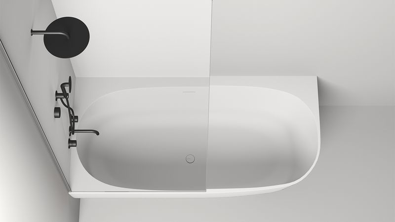 Ванна угловая Salini S-Stone Sofia Corner L 102525MF 170x85x59 (покраска RAL полностью, матовый), донный клапан, сифон, слив-перелив, левосторонняя