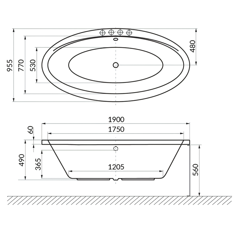 Ванна встраиваемая акриловая Excellent Lumina WAEX.LUM19WH 190x95 (белый глянец)