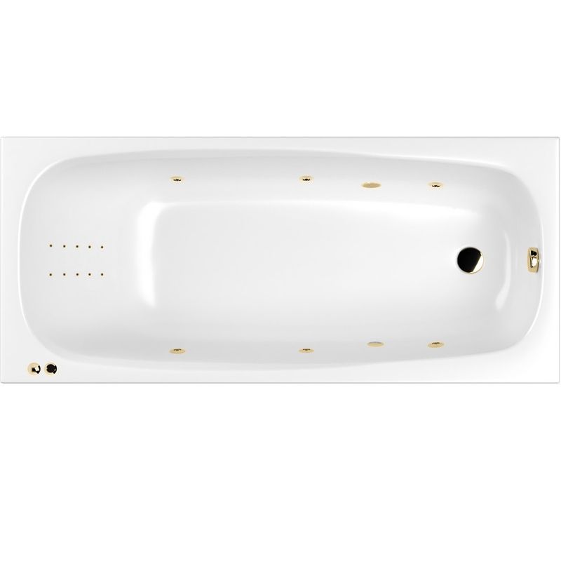 Ванна встраиваемая акриловая Whitecross Layla Slim LINE NANO 0122.170075.100.LINENANO.GL 170x75 (белый глянцевый, золотой), каркас, слив-перелив