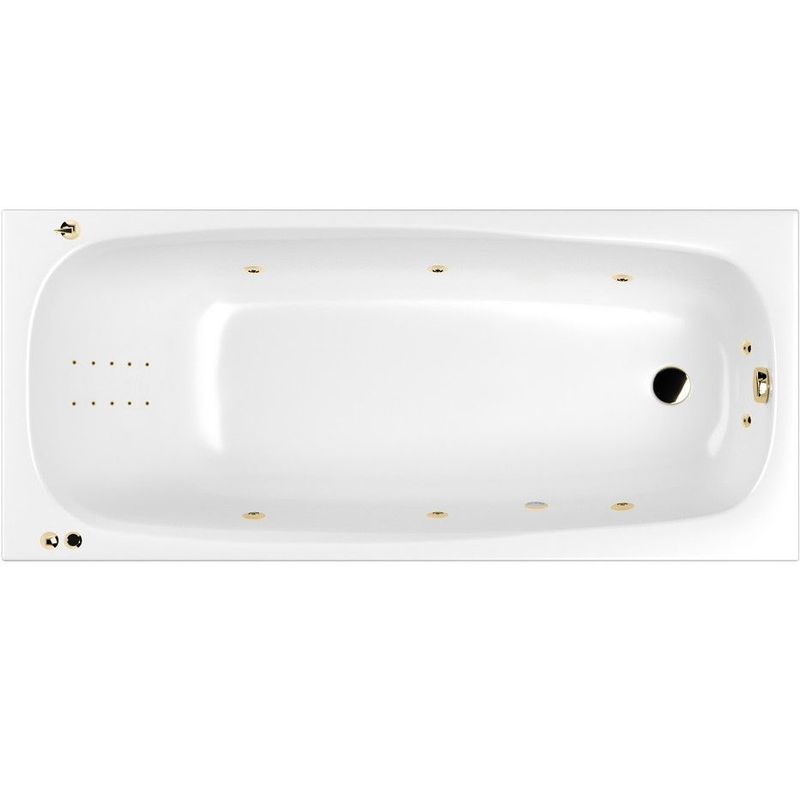 Ванна встраиваемая акриловая Whitecross Layla Slim SMART NANO 0122.170075.100.SMARTNANO.GL 170x75 (белый глянцевый, золотой), каркас, слив-перелив